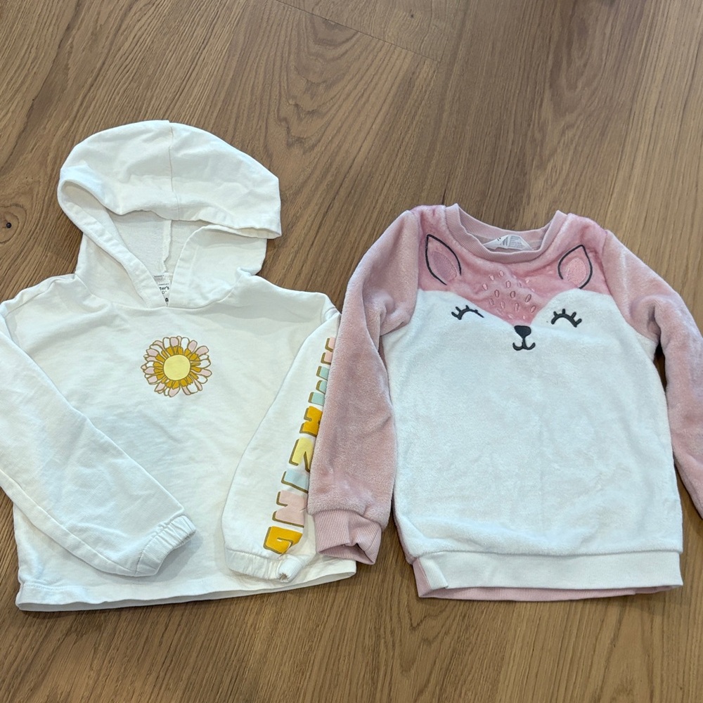 H&M White and Pink Kids Hoodie Set